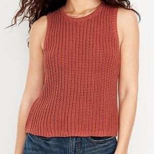 GAP Terracotta Open Stitch 100% Cotton Sleeveless Sweater Size Small
